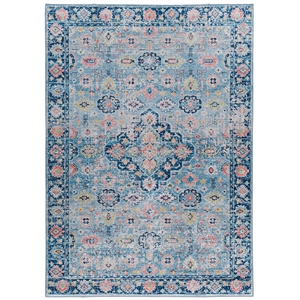 Riverbay Furniture Traditional Woven Polyester 6'7&quotx9'7&quot Rug in Blue