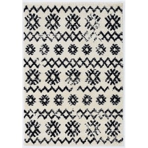 Riverbay Furniture Transitional Polypropylene 8'x10' Rug in Ivory and Black