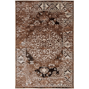 Riverbay Furniture Transitional Power Loomed Polyester 5'x7'6&quot Rug in Beige