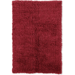 riverbay furniture transitional flokati hand woven wool 5'x7' rug in red