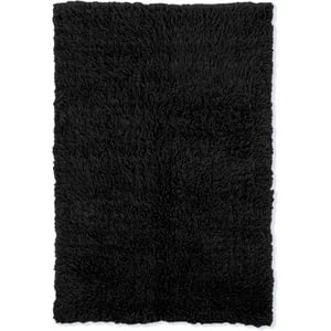 riverbay furniture transitional flokati hand woven wool 5'x7' rug in black