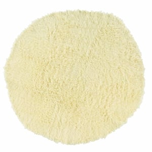 Riverbay Furniture Transitional Flokati Hand Woven Wool 8'R Rug in Natural