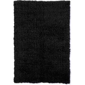 riverbay furniture transitional flokati hand woven wool 9'x12' rug in black