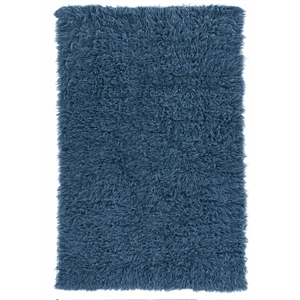 riverbay furniture transitional flokati hand woven wool 5'x8' rug in denim blue