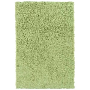 Riverbay Furniture Transitional Flokati Hand Woven Wool 8'x10' Rug in Lime Green