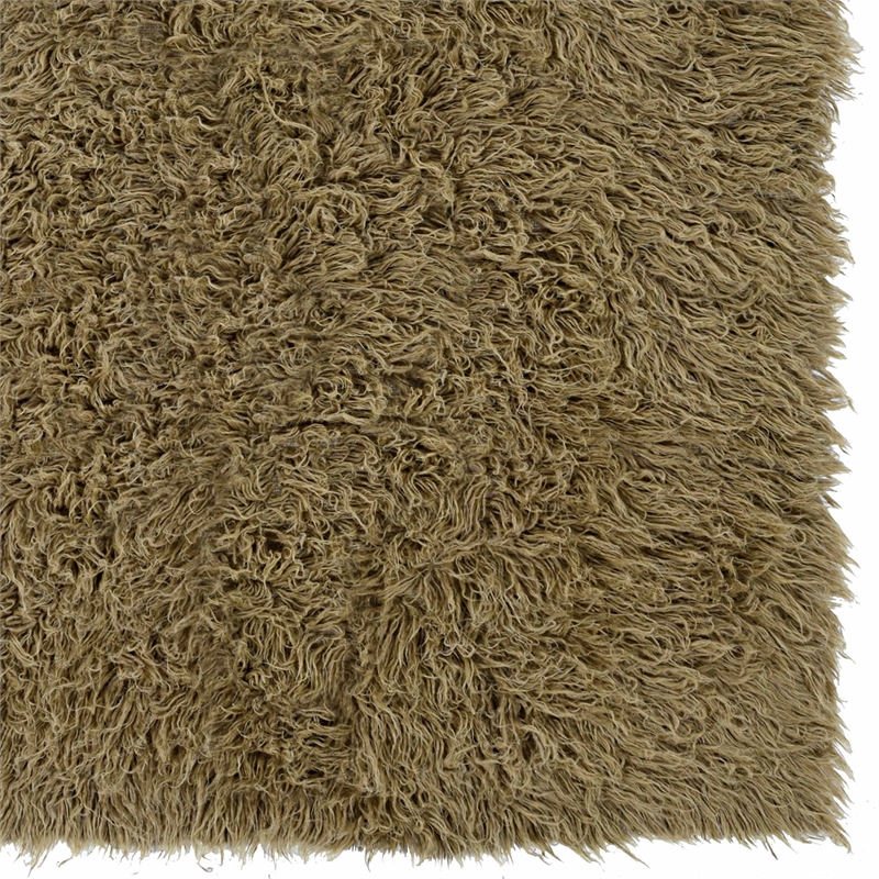 Riverbay Furniture Flokati Hand Woven Wool 3'x5' Rug in Mushroom Brown