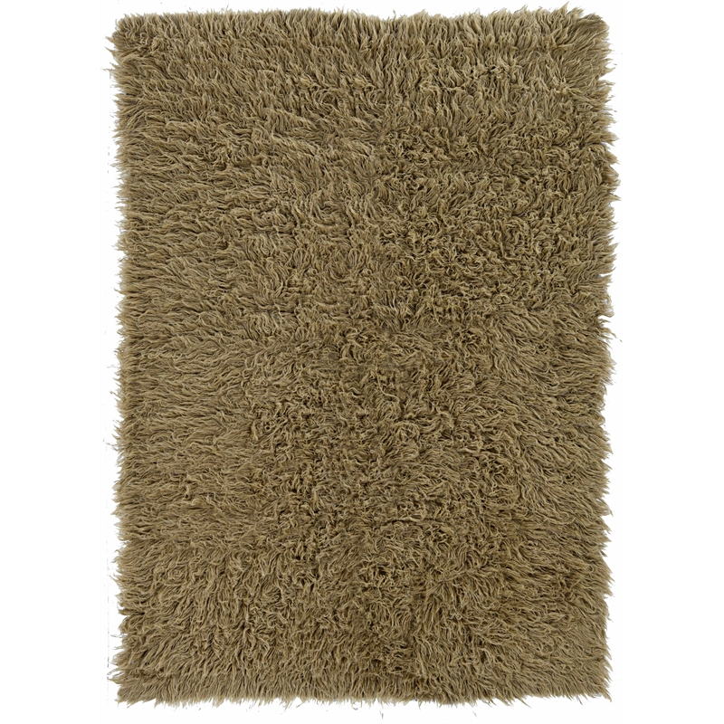 Riverbay Furniture Flokati Hand Woven Wool 3'x5' Rug in Mushroom Brown