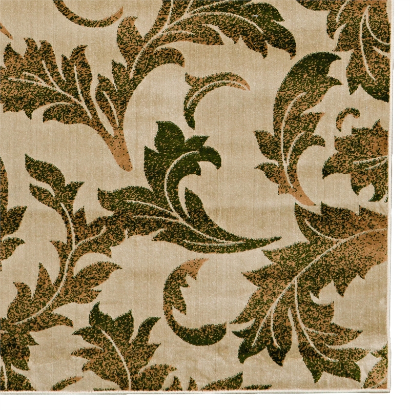 Riverbay Furniture Vintage Polyester 8'x10' Rug in Sand and Green