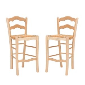 Riverbay Furniture Transitional Wood Set of Two Counter Stools in Natural