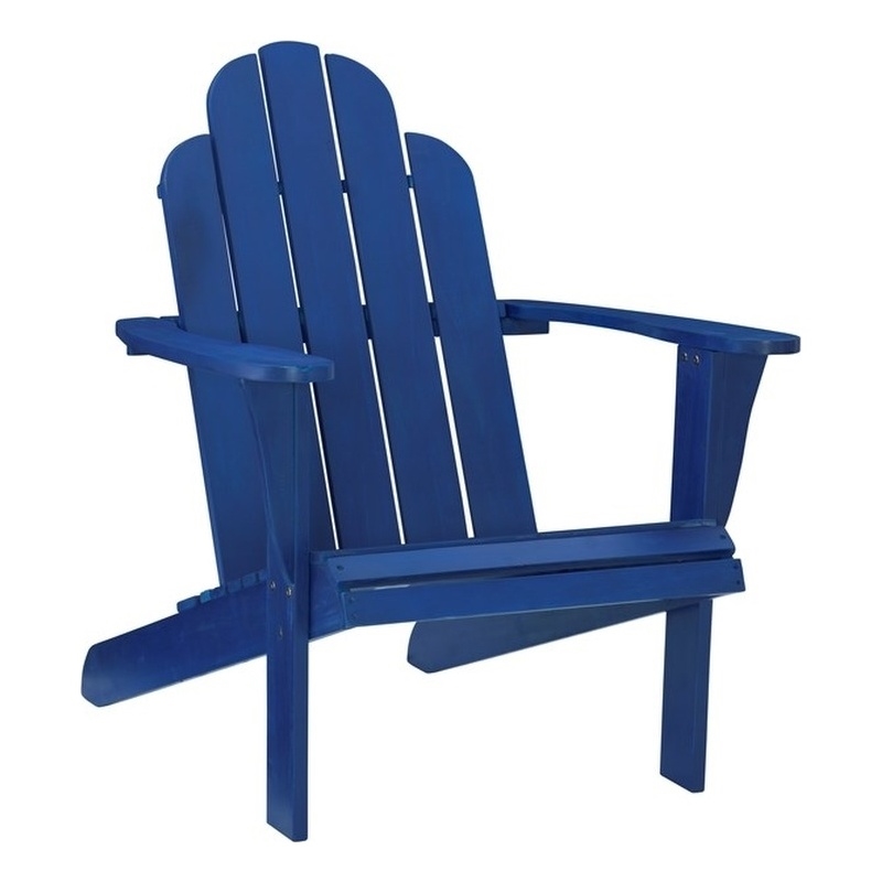 Riverbay Furniture Transitional Wood Outdoor Adirondack Chair in Blue