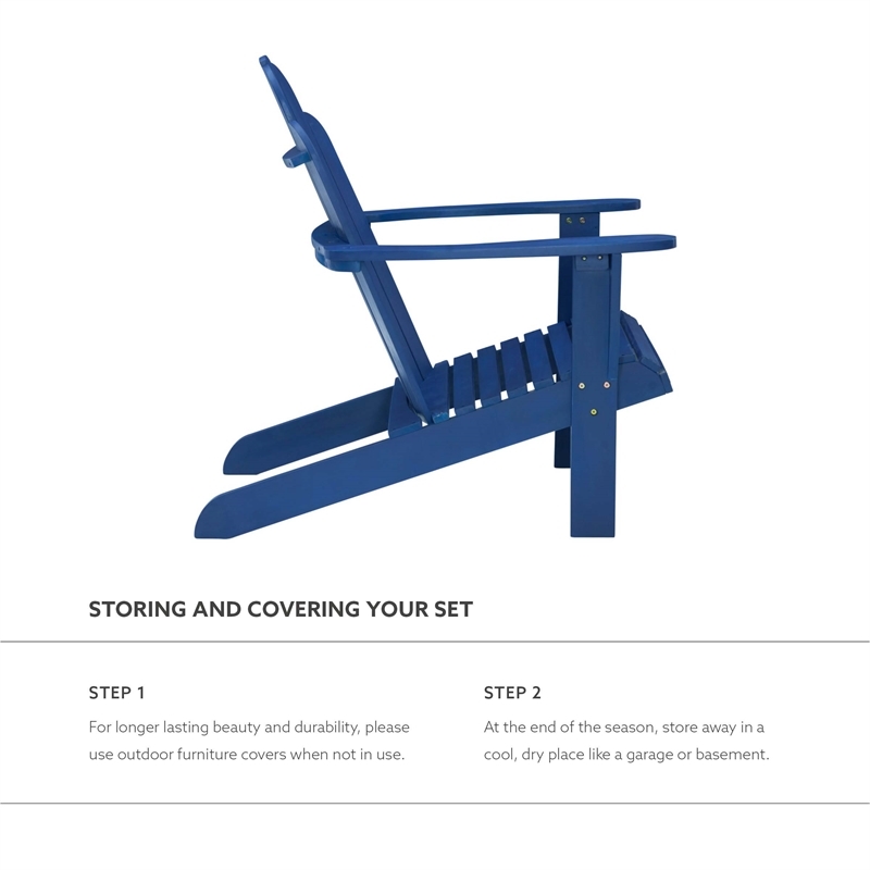 Riverbay Furniture Transitional Wood Outdoor Adirondack Chair in Blue