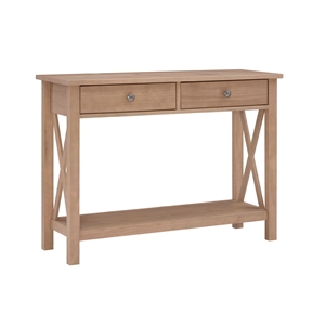 Riverbay Furniture Transitional Pine Wood Console Table in Driftwood Brown