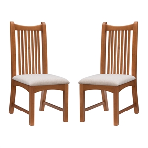 Riverbay Furniture Solid Wood Upholstered Set of Two Side Chairs in Brown