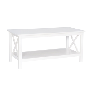 riverbay furniture modern wood coffee table in antique white