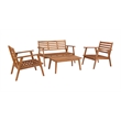 Riverbay Furniture Transitional Acacia Wood Outdoor Chat Set in Natural