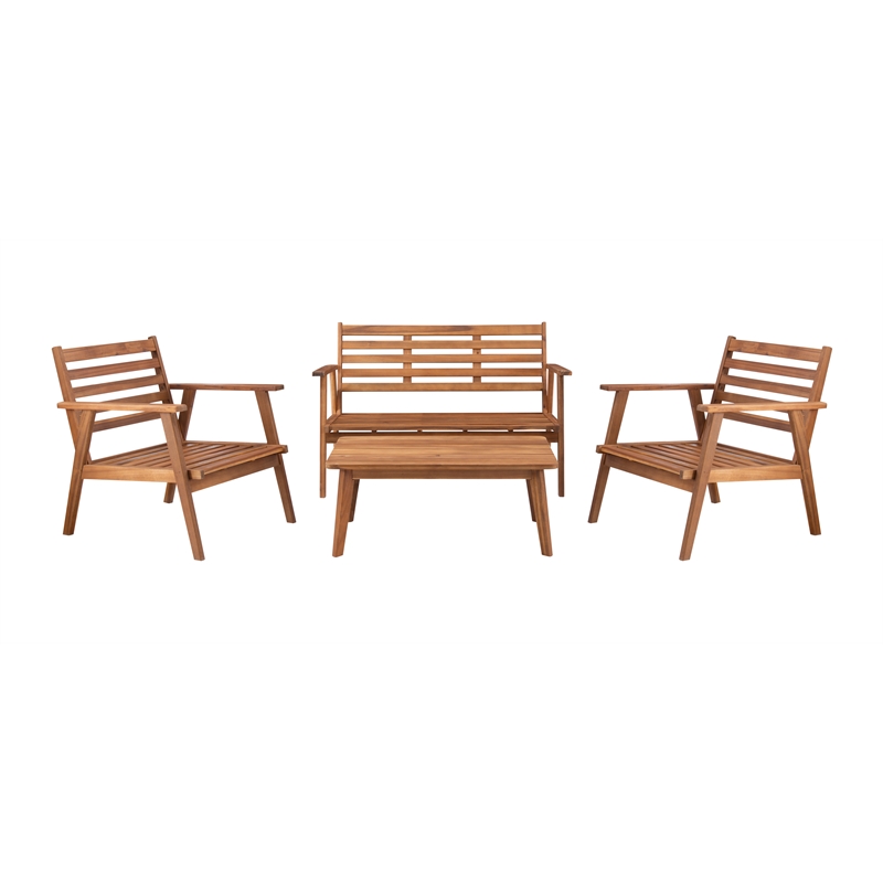 Riverbay Furniture Transitional Acacia Wood Outdoor Chat Set in Natural