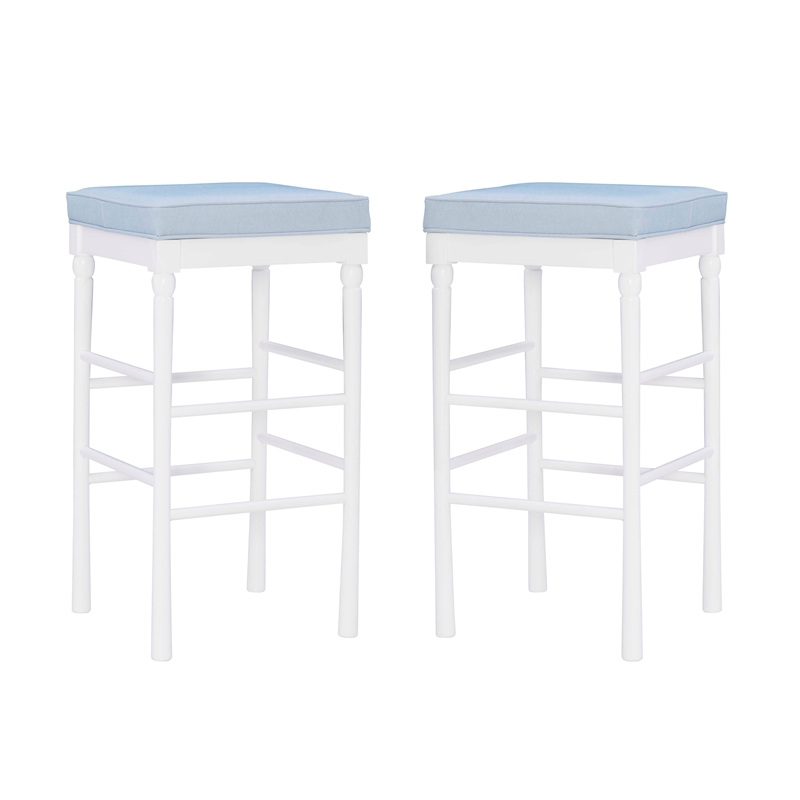Riverbay Furniture Transitional Wood Set of Two Barstools in White