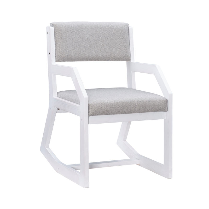 Riverbay Furniture Solid Wood Upholstered Two Position Sled Base Chair in White