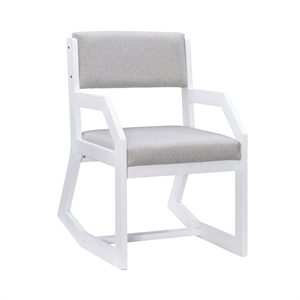 Riverbay Furniture Solid Wood Upholstered Two Position Sled Base Chair in White