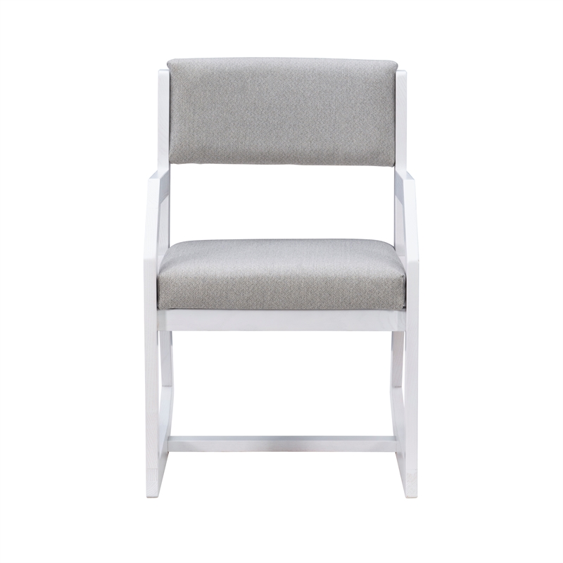 Riverbay Furniture Solid Wood Upholstered Two Position Sled Base Chair in White