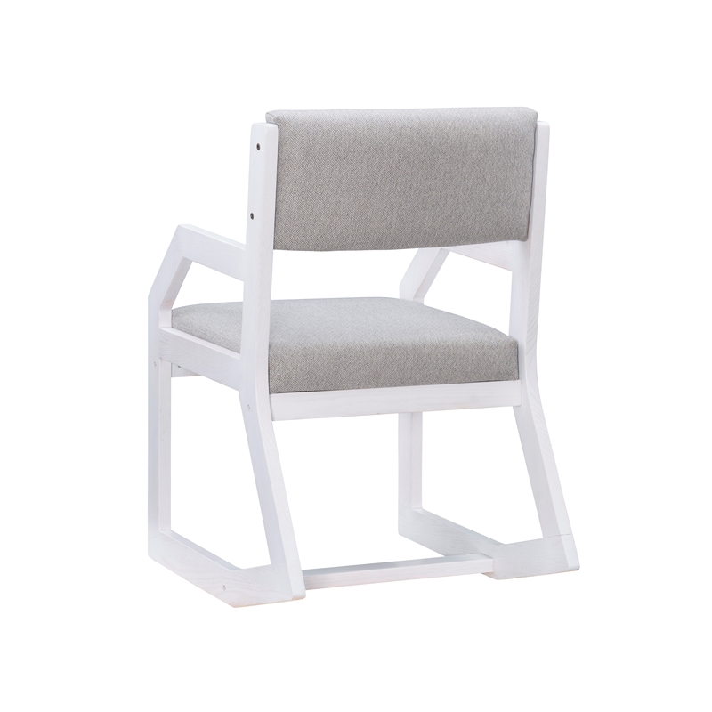 Riverbay Furniture Solid Wood Upholstered Two Position Sled Base Chair in White