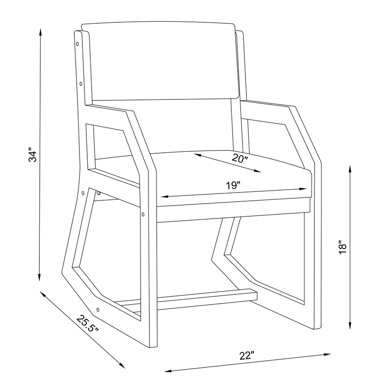 Riverbay Furniture Solid Wood Upholstered Two Position Sled Base Chair in White