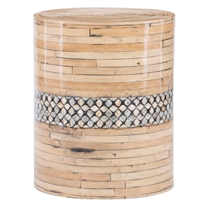 Riverbay Furniture Transitional Bamboo Drum Table Natural and Black