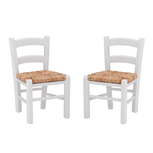Riverbay Furniture Transitional Wood Kids Set of Two Chairs in White