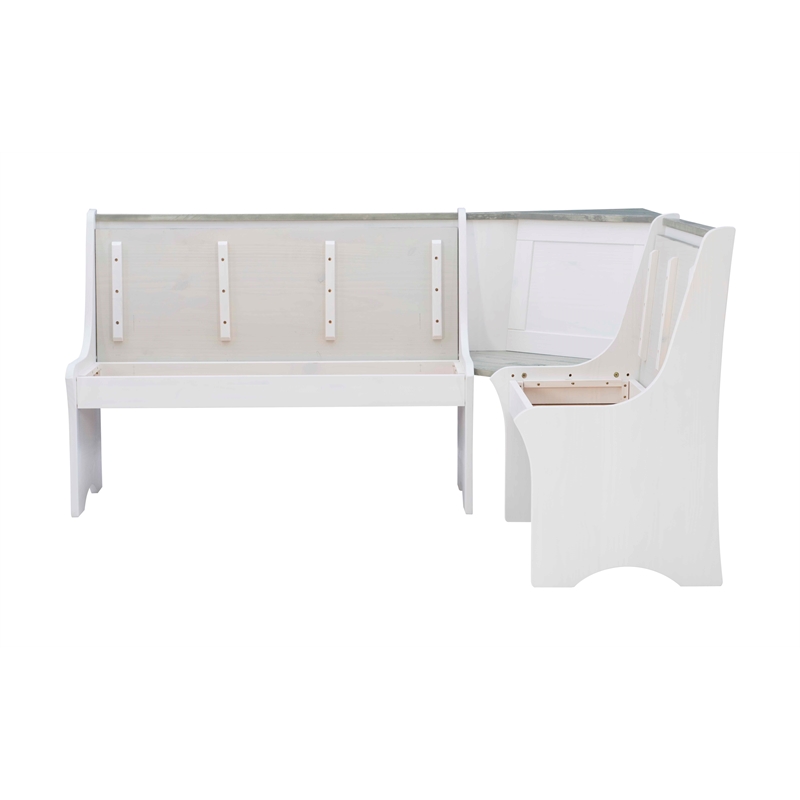 Riverbay Furniture Coastal Wood Corner Dining Nook in Gray