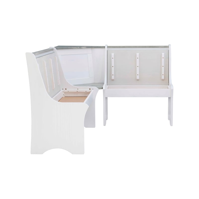 Riverbay Furniture Coastal Wood Corner Dining Nook in Gray