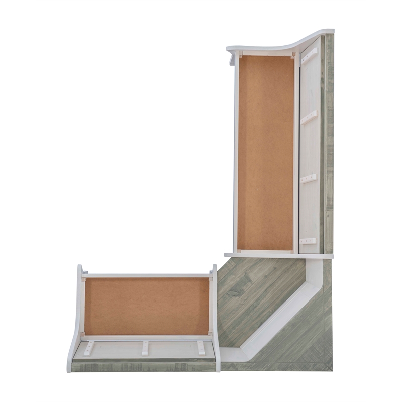 Riverbay Furniture Coastal Wood Corner Dining Nook in Gray