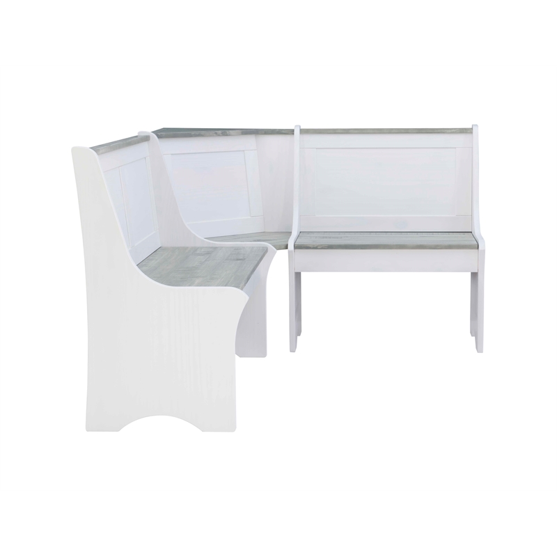 Riverbay Furniture Coastal Wood Corner Dining Nook in Gray