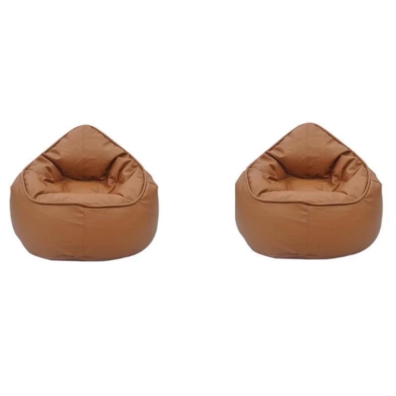(Set of 2) Modern Bean Bag Chairs in Tan - 1905080-PKG