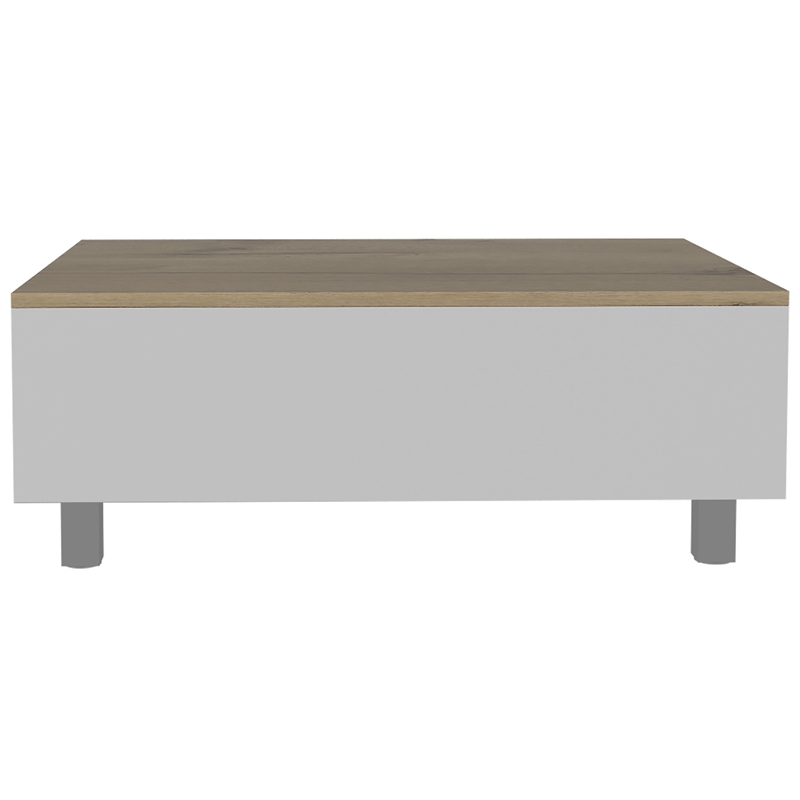 Carell Furniture Gambia Lift Top Coffee Table in White - Light Oak