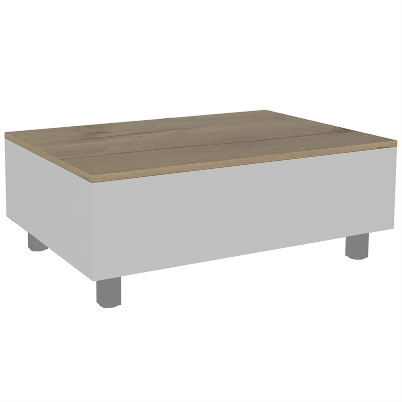 Carell Furniture Gambia Lift Top Coffee Table in White - Light Oak