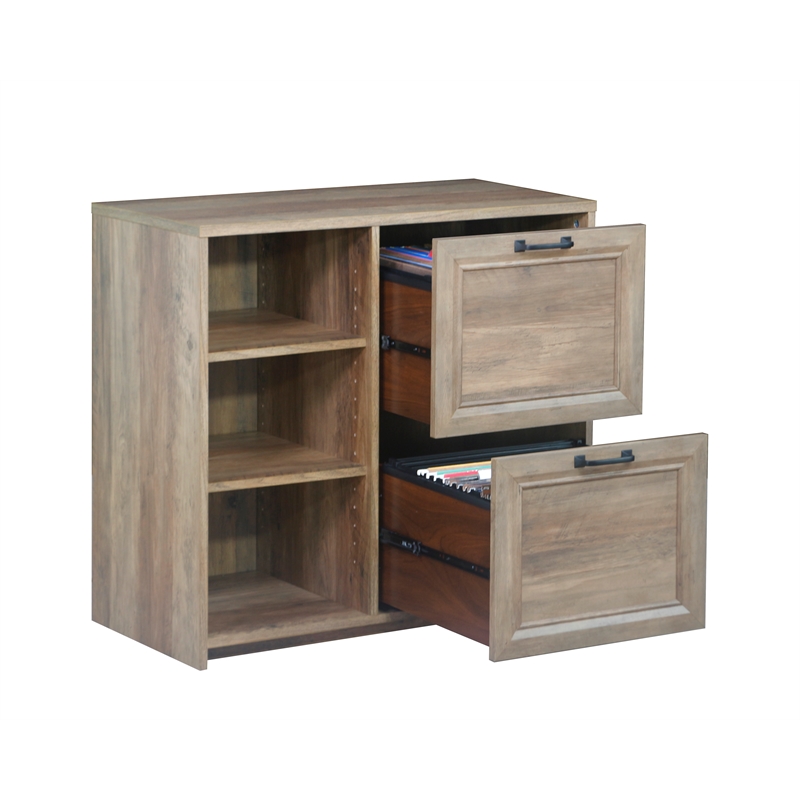Carell Furniture Alaska Wood 2 Drawer File Cabinet With 3 Shelf in Oak