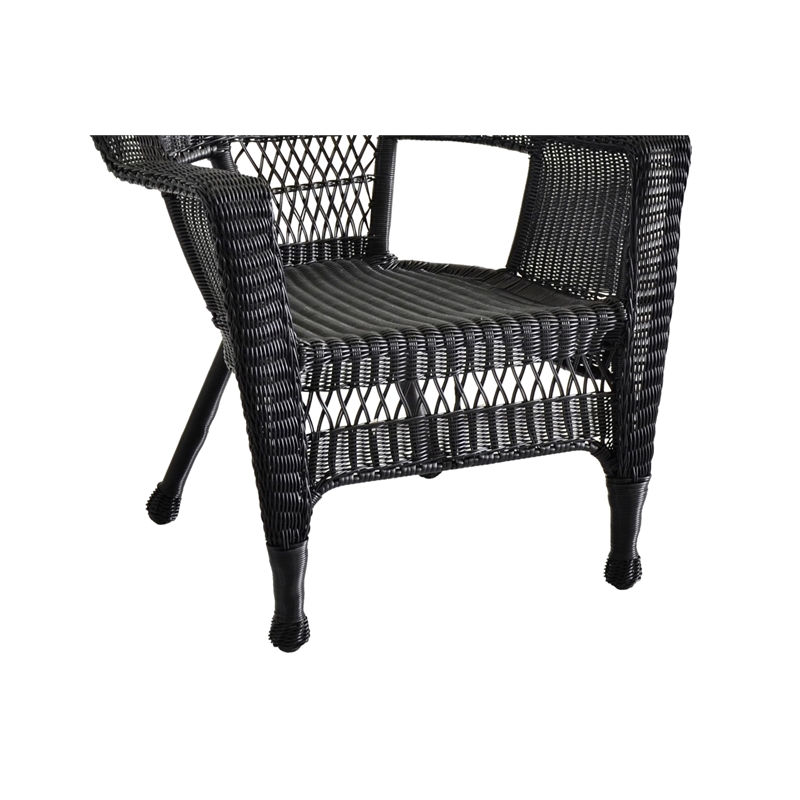 Carell Furniture 3 Piece Wicker Conversation Set with Black Cushions