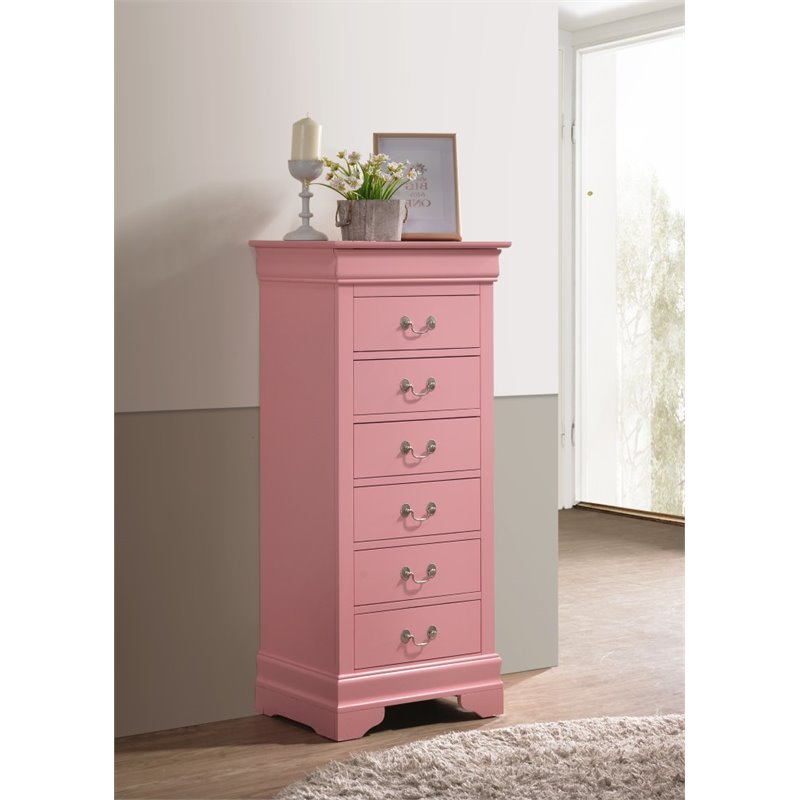 Carell Furniture Modern / Contemporary 7 Drawer Lingerie Chest in Pink