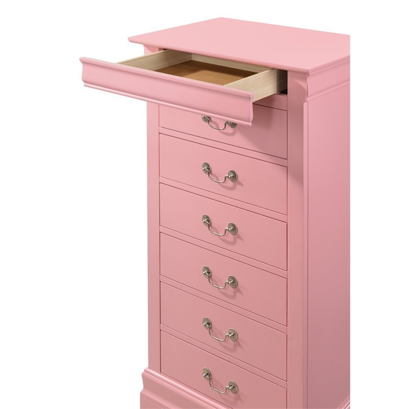 Carell Furniture Modern / Contemporary 7 Drawer Lingerie Chest in Pink