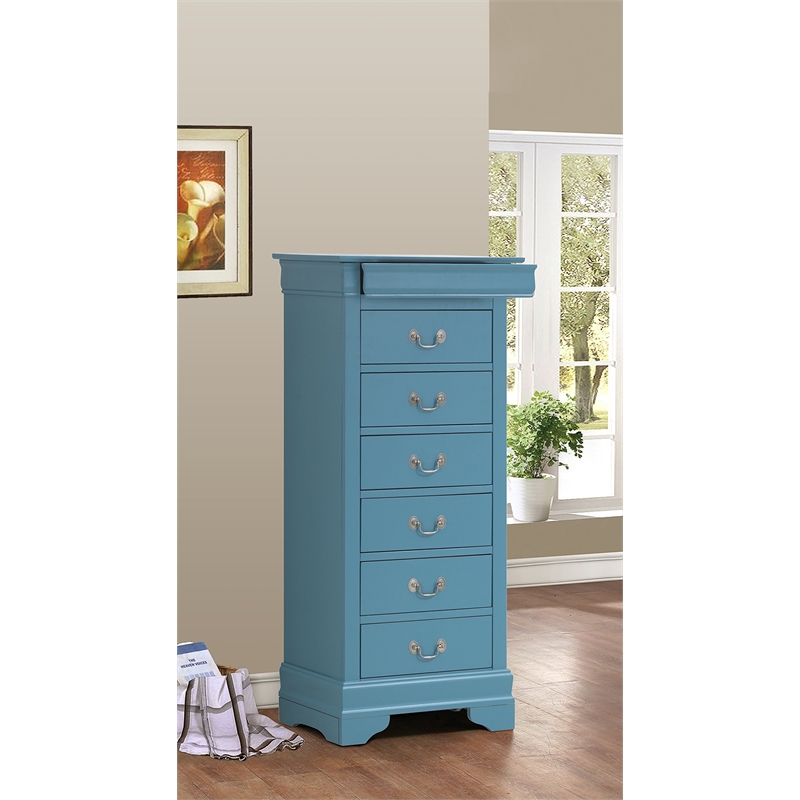 Carell Furniture Modern / Contemporary 7 Drawer Lingerie Chest in Teal