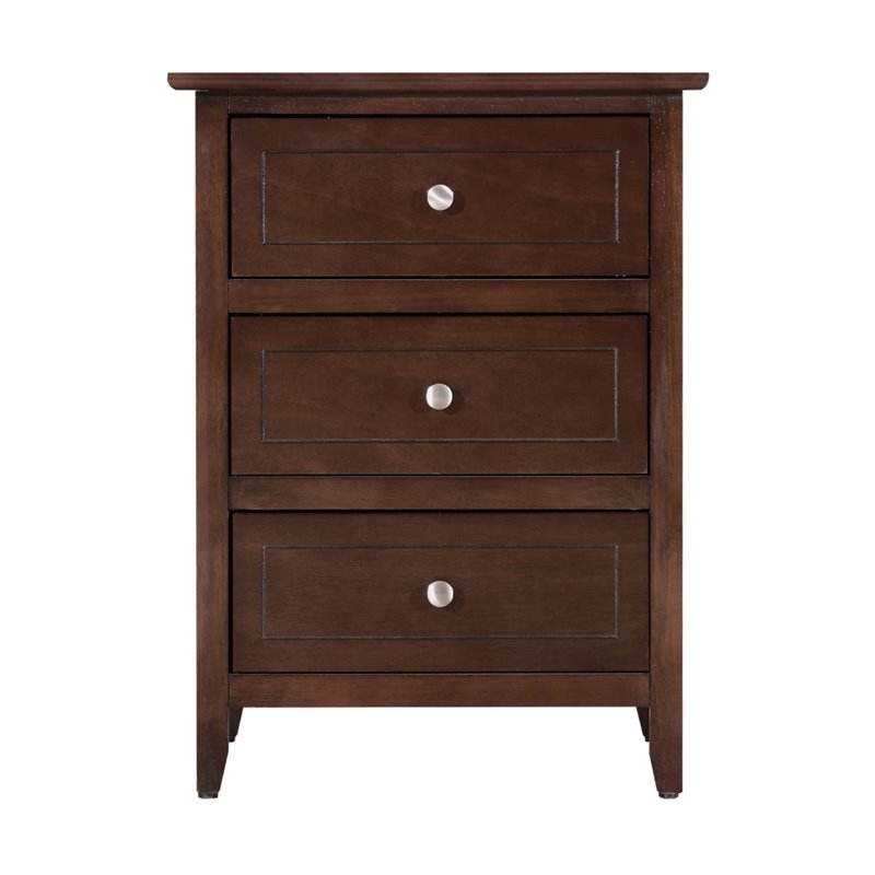 Carell Furniture Modern / Contemporary 3 Drawer Nightstand in Cappuccino