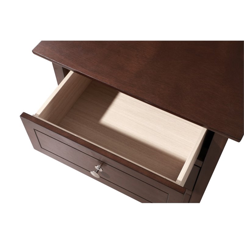 Carell Furniture Modern / Contemporary 3 Drawer Nightstand in Cappuccino