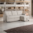 Carell Furniture Polyester Fabric Reversible Sleeper Sectional Sofa-Beige