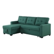 Carell Furniture Polyester Fabric Reversible Sleeper Sectional Sofa-Green