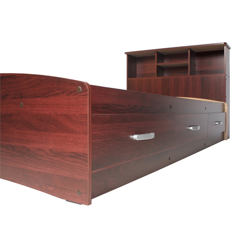 Carell Furniture Modern / Contemporary Wooden Twin Captains Bed in Mahogany