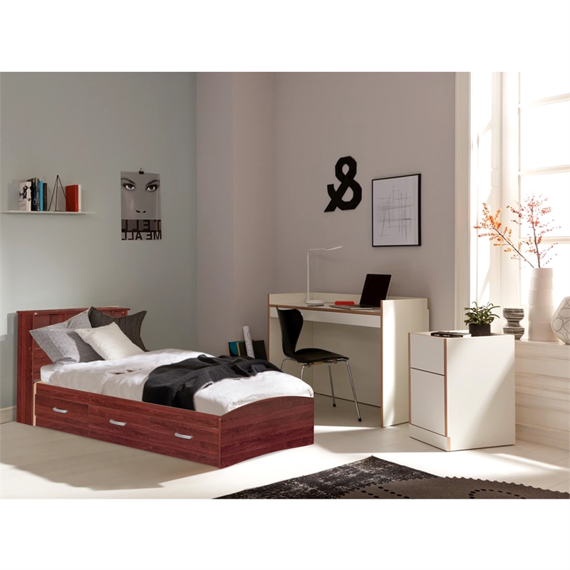 Carell Furniture Modern / Contemporary Wooden Twin Captains Bed in Mahogany