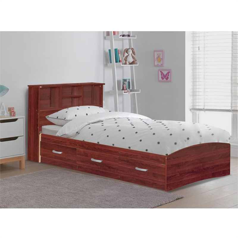 Carell Furniture Modern / Contemporary Wooden Twin Captains Bed in Mahogany