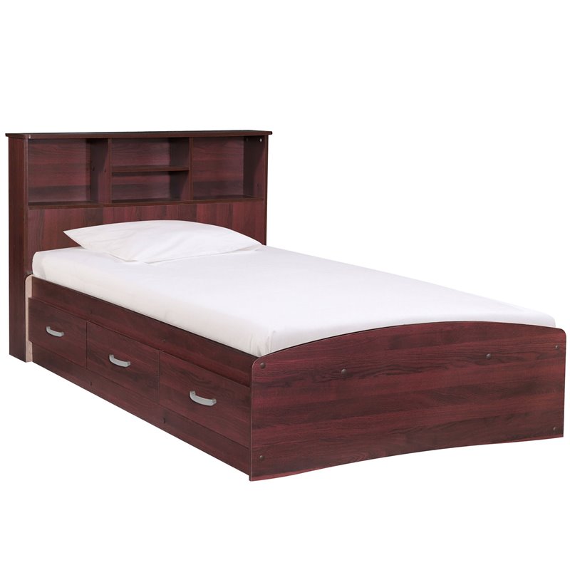Carell Furniture Modern / Contemporary Wooden Twin Captains Bed in Mahogany