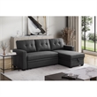 Carell Furniture Polyester Fabric Reversible Sleeper Sectional Sofa-Dark Gray