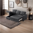 Carell Furniture Polyester Fabric Reversible Sleeper Sectional Sofa-Dark Gray
